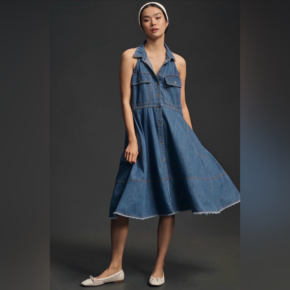 Pilcro Sleeveless Swing Halter Midi Dress